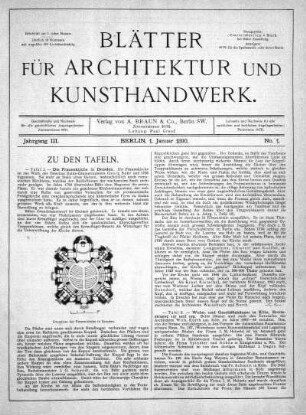 No. 1, 1. Januar 1890