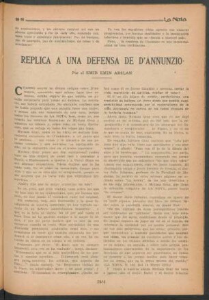 Replica a una defensa de D'Annunzio