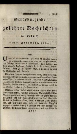 90. Stück, den 10. November, 1784.