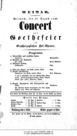 Concert zur Goethefeier