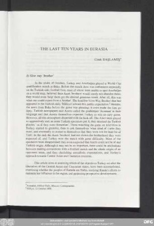 The Last Ten Years In Eurasia Cenk Başlamiş