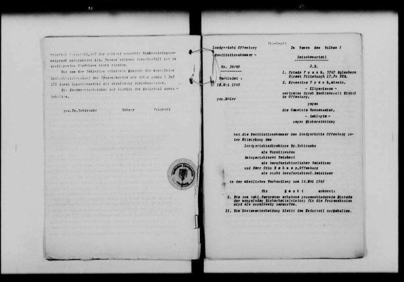 Sammlung von Gerichtsentscheidungen in Restitutionssachen von grundsätzlicher Bedeutung