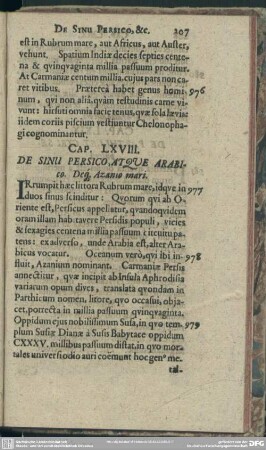 Cap. LXVIII. De Sinu Persico, Atque Arabico. Deq[ue] Azanio mari