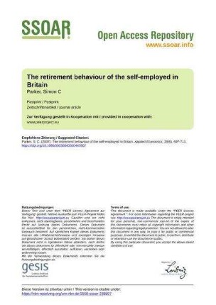 The retirement behaviour of the self-employed in Britain