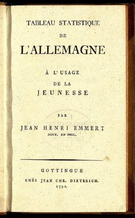 Tableau Statistique De L'Allemagne À L'Usage De La Jeunesse
