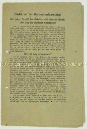 Kommunistische Propagandaschrift gegen die Nationalsversammlung