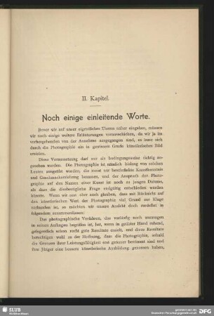 II. Kapitel: Noch einige einleitende Worte
