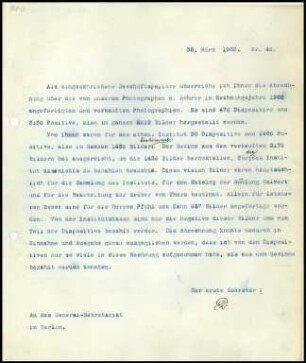 Bericht des ersten Sekretars an das General-Sekretariat