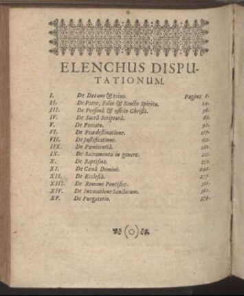 Elenchus Disputationum.