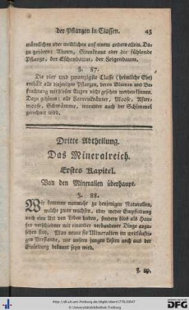 Dritte Abtheilung. Das Mineralreich.