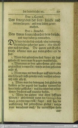 Das 9. Capitel. Von kennzeichen der bein-brüche und verrenckungen, und was dabey zu vermuthen