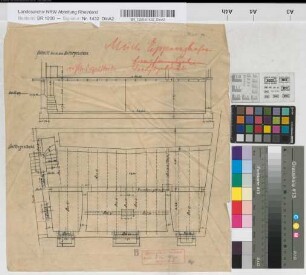 Dienstgebäude auf Bahnhof Mülheim-Eppinghofen, Blatt 72: Schnitt durch das Kellergeschoß, M. 1:50 Hgv, Sknr.: 2, Fanr.: 4, Bunr.: 3