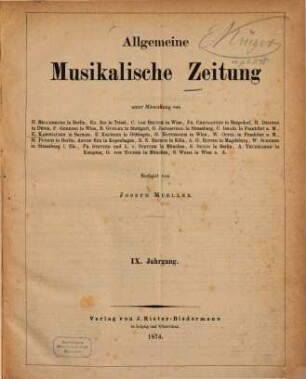 Allgemeine musikalische Zeitung. 9. 1874
