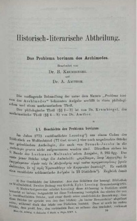 Das Problema bovinum des Archimedes.