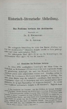 Das Problema bovinum des Archimedes.
