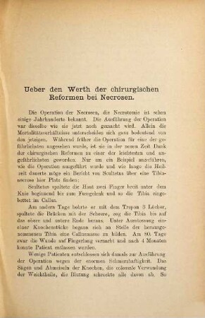 Ueber den Werth der chirurgischen Reformen bei Necrosen : Inaug. Diss. 1884