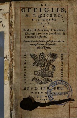 De officiis M. T. Ciceronis : libri tres