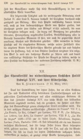 130-137 Zur Charakteristik der vielverschlungenen kirchlichen Politik Ludwigs XIV. und ihrer Widersprüche