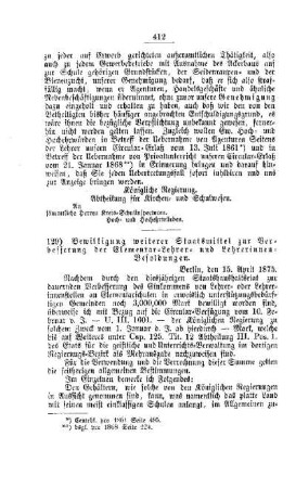 Bewilligung weiterer Staatsmittel zur Verbesserung der Elementar-Lehrer- und Lehrerinnen-Besoldungen : [IV. Seminarien, Bildung der Lehrer und deren persönliche Verhältnisse]