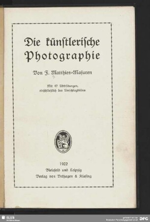 Die künstlerische Photographie