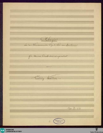 Sonatas. Excerpts. Arr - Mus. Hs. 1231 : orch; KinB 2.1/2