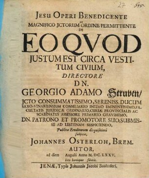 De eo qvod justum est circa vestitum civium