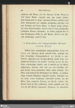 Behandlung des lithographischen Steines mittels Firniß.