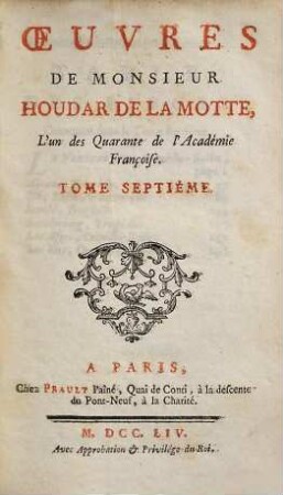 Oeuvres De Monsieur Houdar De La Motte, .... 7