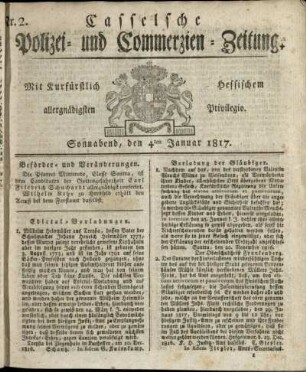Nr. 2, Sonnabend, den 4ten Januar 1817