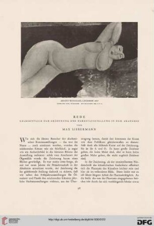 Rede: gelegentlich der Eröffnung der Herbstausstellung in der Akademie