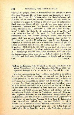 368-369 [Rezension] Muckermann, Friedrich, Frohe Botschaft in die Zeit