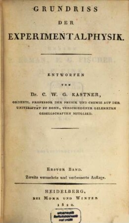 Grundriß der Experimentalphysik, 1