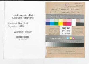 Entnazifizierung Walter Wiemers , geb. 27.09.1914 (Maschinensteiger)