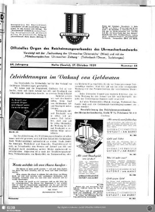 Erleichterungen im Verkauf von Goldwaren