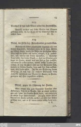 104. Mittel, die Flöhe bey Kettenhunden zu vertreiben.