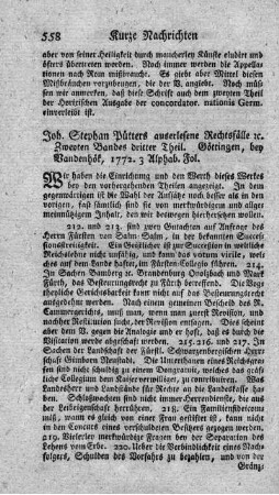 Auserlesene Rechts-Fälle aus allen Theilen der in Teutschland üblichen Rechtsgelehrsamkeit. Bd.2.,T.3.