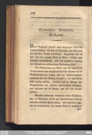 Siebenter Abschnitt. Viehzucht.
