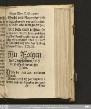 Nu Folgen drey Betpsalmen/ als der fünff und zwentzigste Psalm.