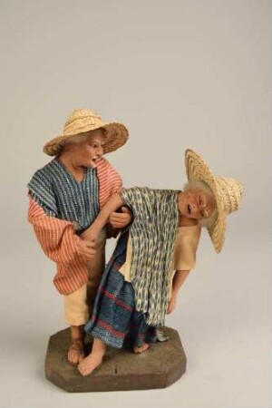Szene/Diorama mit Genrefiguren "Älteres Paar"