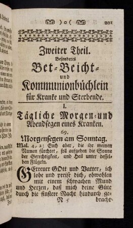 201-246, Zweiter Theil. Besonderes Bet-Beicht- und Kommunionbüchlein für Kranke und Sterbende