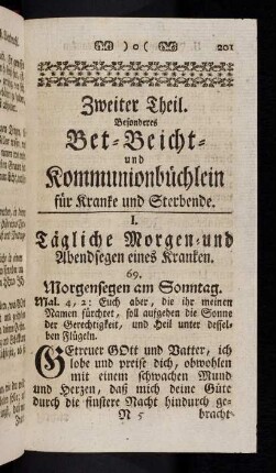 201-246, Zweiter Theil. Besonderes Bet-Beicht- und Kommunionbüchlein für Kranke und Sterbende