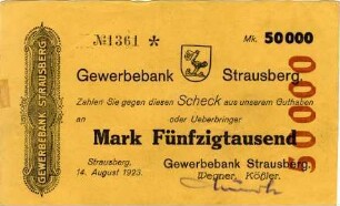 Gewerbebank Strausberg: 50.000 Mark 1923