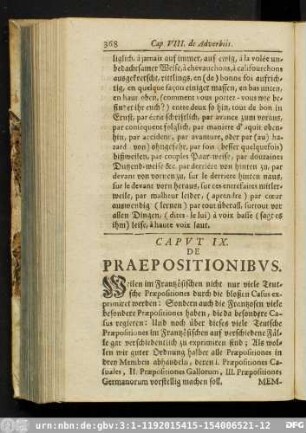 Caput IX. De Praepositionibus.