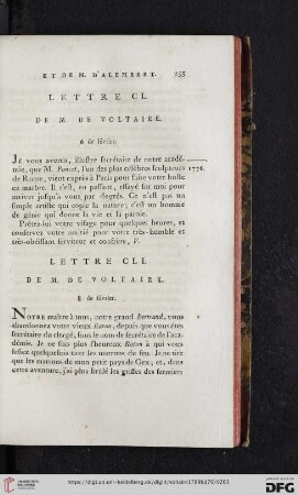 (Lettre CLI - CLX)