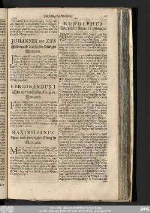 Maximilianus. Neun und dreissigster König in Hungarn.