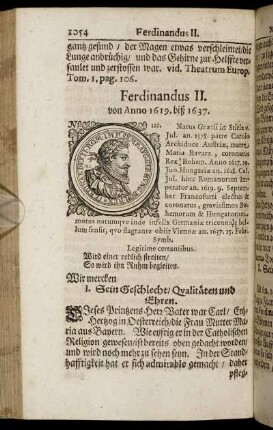Ferdinandus II. von Anno 1619. biß 1637.