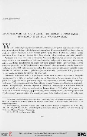 8: Manifestacje patriotyczne 1861 roku i Powstanie 1863 roku w sztuce warszawskiej