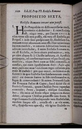 Propositio Sexta. Ecclesia Romana errare non potest