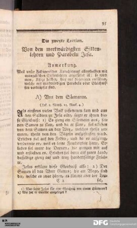 Die zweyte Lection.