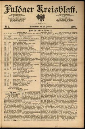 Erste Ausgabe vom Samstag, den 13. Januar 1900.
